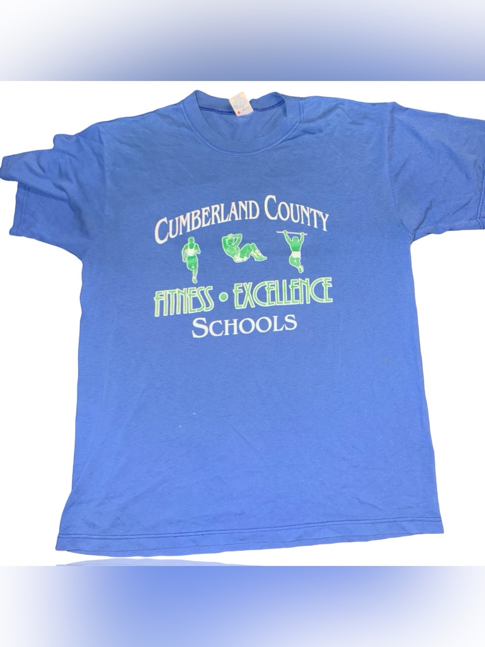 Soffe T-Shirt Unisex Adults Size L Blue Cumberland County Schools Graphic